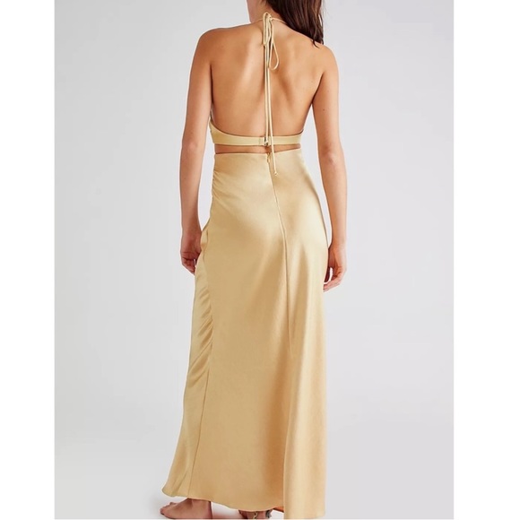 Bec + Bridge x Free People Carrie Halter 2 | XS Yellow Gold Silky Cutout Maxi - Picture 6 of 15